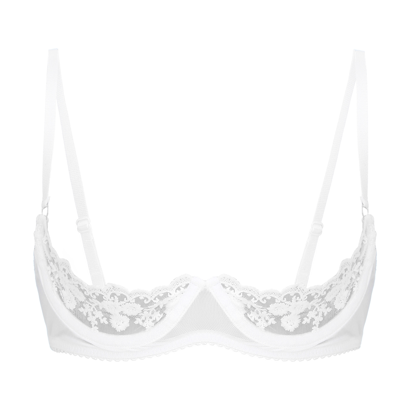 Sheer Mesh Bra - ผู้หญิงเซ็กซี่ครึ่งถ้วย Bras เปิดชุดชั้นในหัวนม Bra Top Sheer